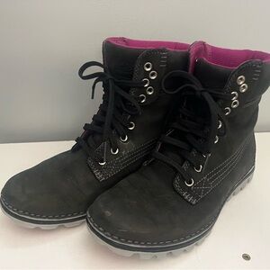 Timberland Black and Pink Combat Boots